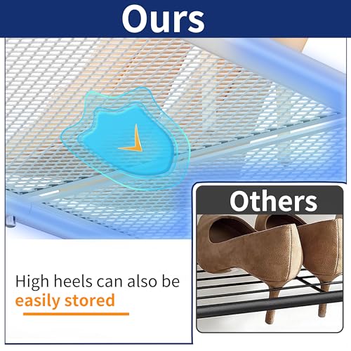 SUFAUY 5-Tier Mesh Shoe Rack, Closet Metal 33" Wide Shoe Shelf Heavy Duty, White - color: White, size: 5 Tier