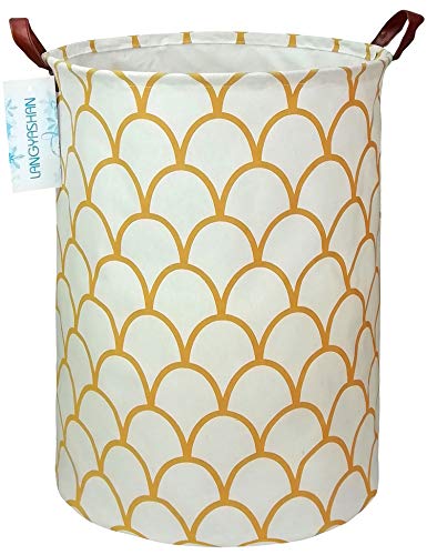 LANGYASHAN Laundry Basket Canvas Fabric Collapsible Organizer Basket for Storage Bin Toy Bins Gift Baskets Bedroom Clothes Children Nursery Hamper (gold egg) - color: Fish scale
