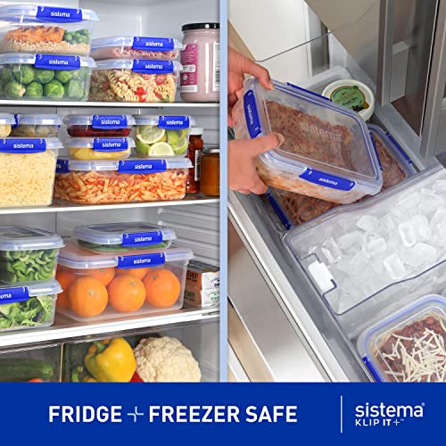 Sistema KLIP IT+ 2.2L Rectangle Food Storage Containers (3-Pack), Stackable & Airtight Food Boxes with Lids, Dishwasher, Freezer, & Microwave-Safe, BPA-Free, School Lunch Boxes - size: 2.2L (3-Pack)