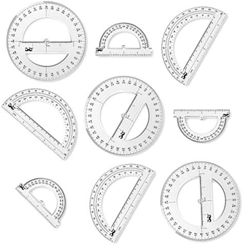 Mr. Pen- Plastic Protractor Kit, 9 Pack, 6-Inch & 4-Inch Protractors Set, Circle Protactor 360 Degree, Swing Arm Protractors, Drafting Tools, Math Geometry Set