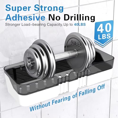 2-Pack Shower Caddy, Separable Shower Organizer with Soap Dish and Hooks, No Drilling Double Layer Shower Shelf, Used for Bathroom and Kitchen (Black) - size: Shower Caddy + Soap Dish