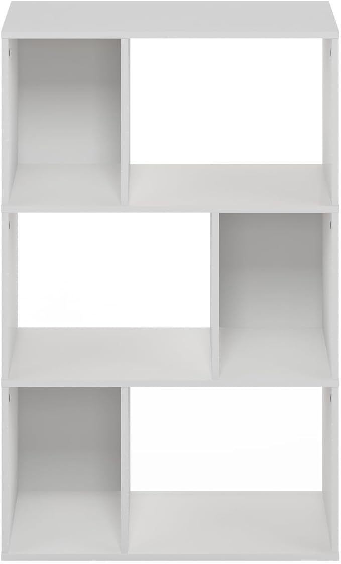 Furinno DALY Book Shelf, 6-Cube Bookshelf, Cube Storage Organizer Bookcase with Irregular Compartments, 11.7 x 23.6 x 36.8, for Living Room, Bedroom, Home Office, White
