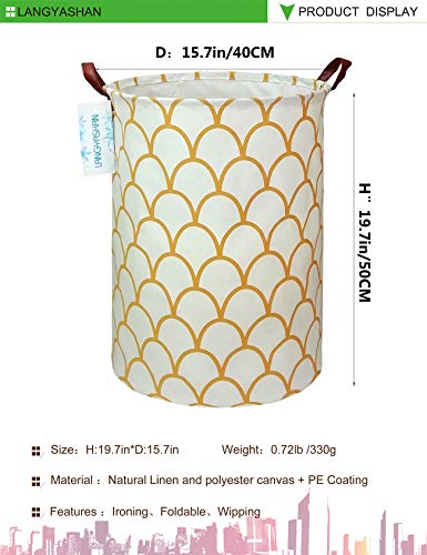 LANGYASHAN Laundry Basket Canvas Fabric Collapsible Organizer Basket for Storage Bin Toy Bins Gift Baskets Bedroom Clothes Children Nursery Hamper (gold egg) - color: Fish scale