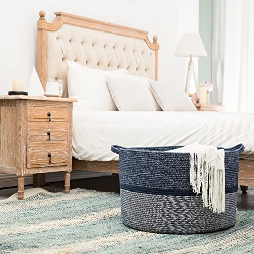 R RUNKA Extra Large Storage Basket - Soft Woven Organizer, 22" x 14" - color: Blue