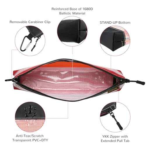 Clear Tool Pouch, 14" Long Tool Bag, Small Zipper Pouch, See Through Tool Pouch Bag for Tool Box Organizers and Storage, Heavy Duty Tool Bag for Men and Women, 3 Pack