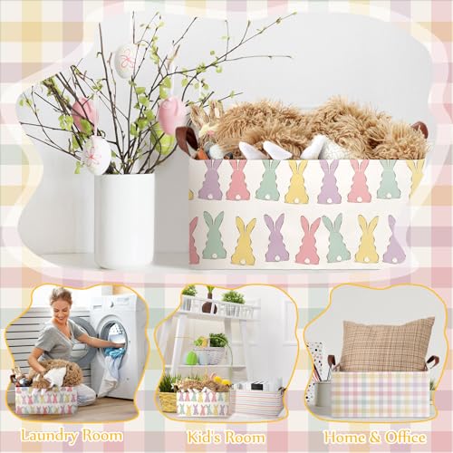Boao 3 Pcs Easter Storage Bin Rectangular Bunny Basket Box with Handle Collapsible Large Storage Baskets Foldable Rabbit Box for Easter Party Decoration - style: Bunny