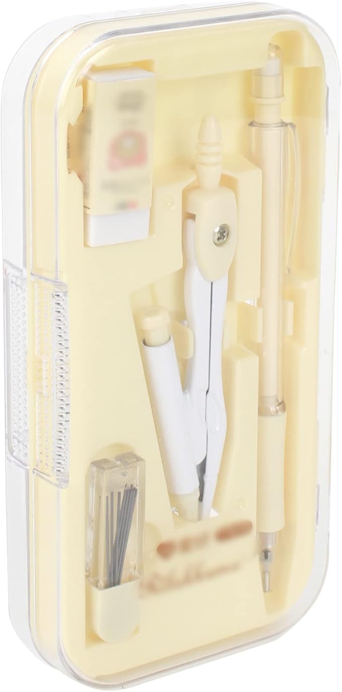 LABANCA 8 Pcs Compass Set with Protractor Rulers Pencil for Math Geometry (07053Yellow)