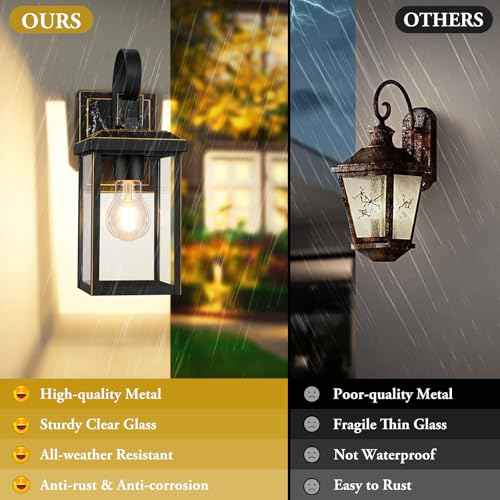 BesLowe 2-Pack Outdoor Wall Light Fixtures, Exterior Lighting Fixtures Wall Mount, Waterproof Porch Lights Outdoor Wall Sconces Lanterns, Modern Outside Lights for House Front Door Garage, Bronze