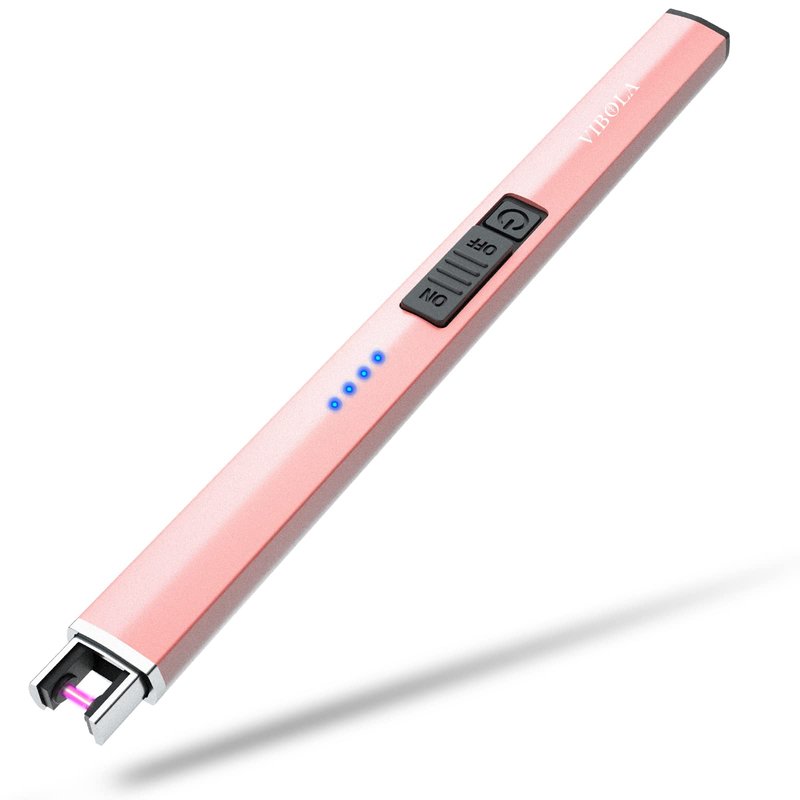Rechargeable Lighter Electric Candle Lighters Arc Plasma Flameless Windproof USB Lighter Multi-Safety Protection (Rose Gold)