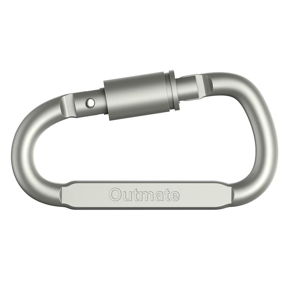 Outmate Premium Aluminum D-Ring Locking Carabiners (Pack of 6) - Lightweight & Durable for Hiking, Camping, Keychains, Dog Leashes & More - NOT for Climbing