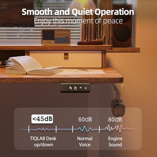 TIQLAB Standing Desk with Two Drawers, Stand Up Standing Desk Adjustable Height, Electric Sit Stand Table with Storage Shelf and Splice Board, 48 * 24 inch, Maple - color: Maple, size: 47*24 inch without keyboard tray
