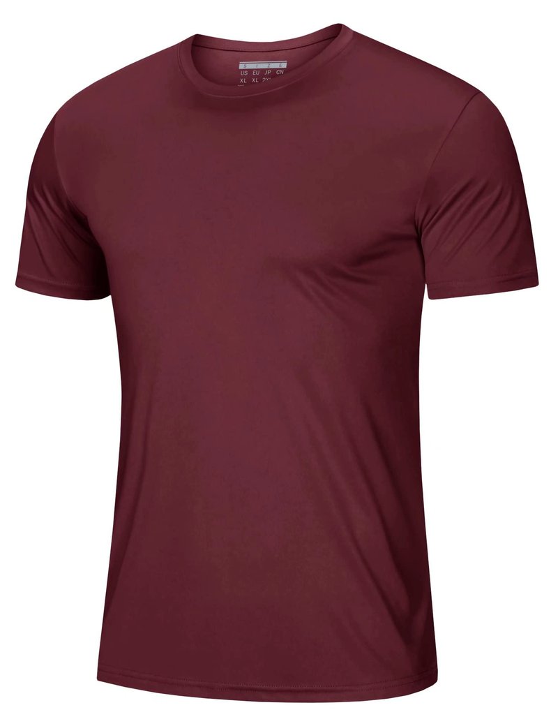 MAGCOMSEN Short Sleeve T Shirt Men UV Protection Moisture Wicking T Shirts Quick Dry Active Shirts Crew Neck Wine