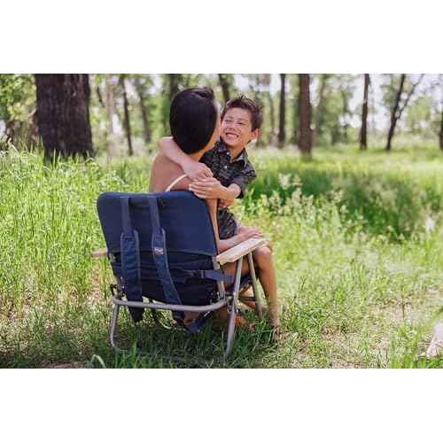 Picnic TIME Descanso Padded Beach Chair, Low Camping Chair with Removable Washable Cover, Backpack Beach Chair