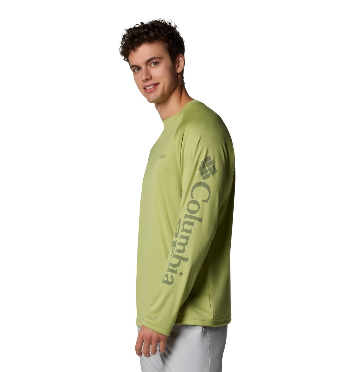 Columbia Men's PFG Terminal Tackle Long Sleeve Fishing Shirt, Pear/Cypress Logo, 3X