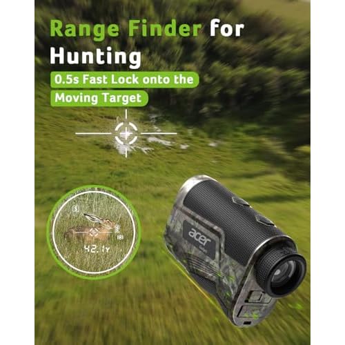 Acer Hunting Range Finder with Slope - 800/1200 Yards Range Finder for Hunting, 6X Magnification, Waterproof Archery Rangefinder for Deer, Rechargeable Battery with Magnet Stripe