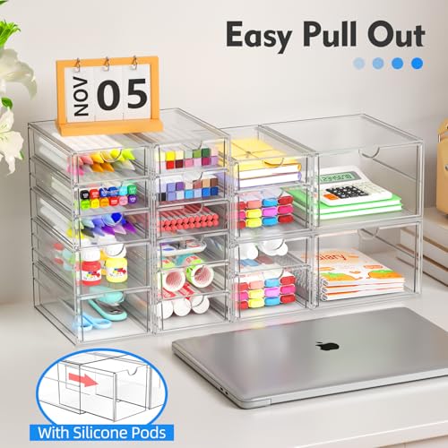Acrylic Makeup Organizer with 13 Drawers, Bathroom Counter Organizer, Acrylic Organizers, Desk Organizer, Office Supplies, Storage Drawers for Cosmetic, Pencil, Coffee, etc 3 Pack - size: 13 Drawers