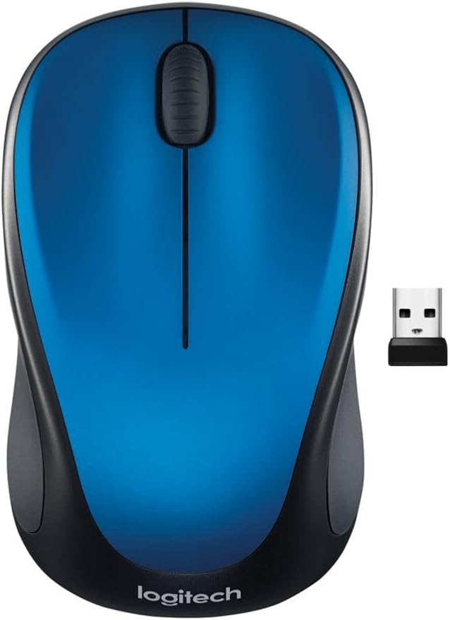Logitech M317 Wireless Mouse, 2.4 GHz with USB Receiver, 1000 DPI Optical Tracking, 12 Month Battery, Compatible with PC, Mac, Laptop, Chromebook - Blue