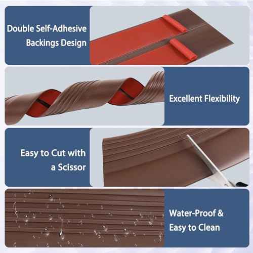 Stair Edge Trim Self Adhesive Vinyl Stair Nosing Molding Trim Non-Slip Rubber Nose Protector Peel and Stick Anti-Slip Edging for Indoor & Outdoor Use (Brown, 4 in x 40 Ft)