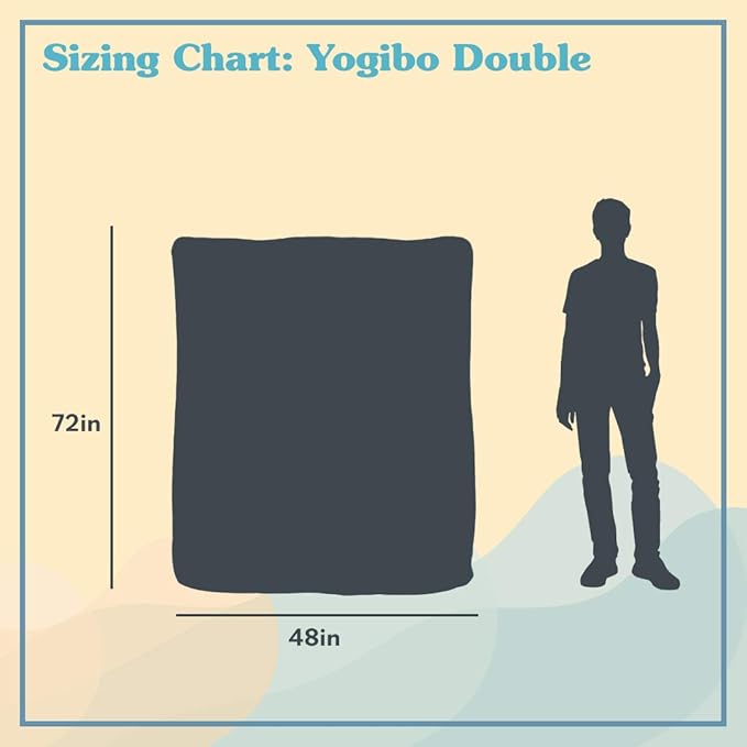 Yogibo Double Oversized Bean Bag Chair, Beanbag Bed with a Washable Outer Cover, Cozy Sofa for Gaming, Reading, and Relaxing, Filled with Soft Mini Beads, Orange