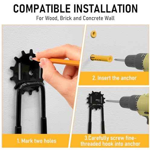 20 Pack Garage Heavy Duty Steel Hooks, Durable Storage Utility Wall Mount Holder with PVC Anti-Slip Coating for Hanging Garden Chairs, Ropes, Power Tools, Bike, Ladder and Warehouse