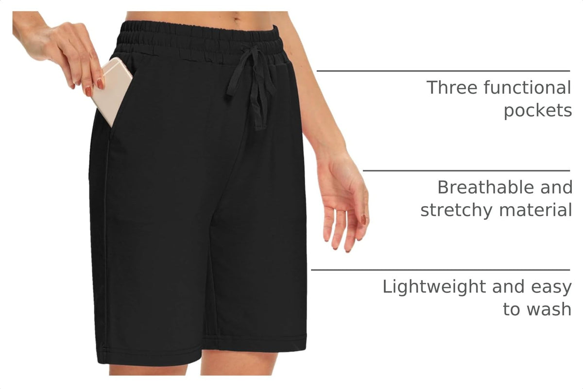 DIBAOLONG Womens Yoga Shorts Loose Drawstring Bermuda Shorts with Pockets