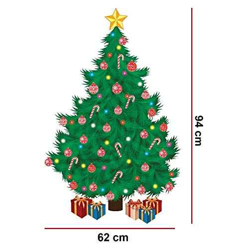 Christmas Decorations Clearance for Home Indoor Wall Stickers Merry Christmas Decor Wall Murals Decals Living Room Children Nursery Restaurant Cafe Hotel Home Decor (Traditional Christmas Tree)