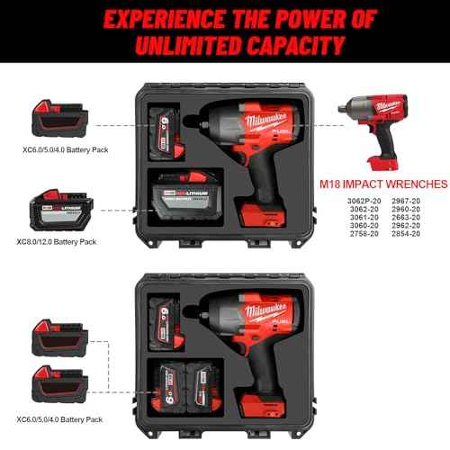 Case for Milwaukee M18 Impact and Torque Wrench - Waterproof Hard Tool Box for Milwaukee Set, Power Tool Combo Kit Bag for 18V 20V 2/1 3/4 3/8 Cordless Torque Wrenches/Battery (Case Only)