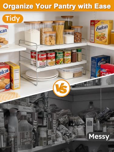 JUPELI Foil and Plastic Wrap Organizer, Expandable Kitchen Pantry Storage, Height Adjustable Cabinet Rack for Kitchen Organization, Aluminum Foil -3 Tier 9.8" to 15.6"L - size: 1 Pack