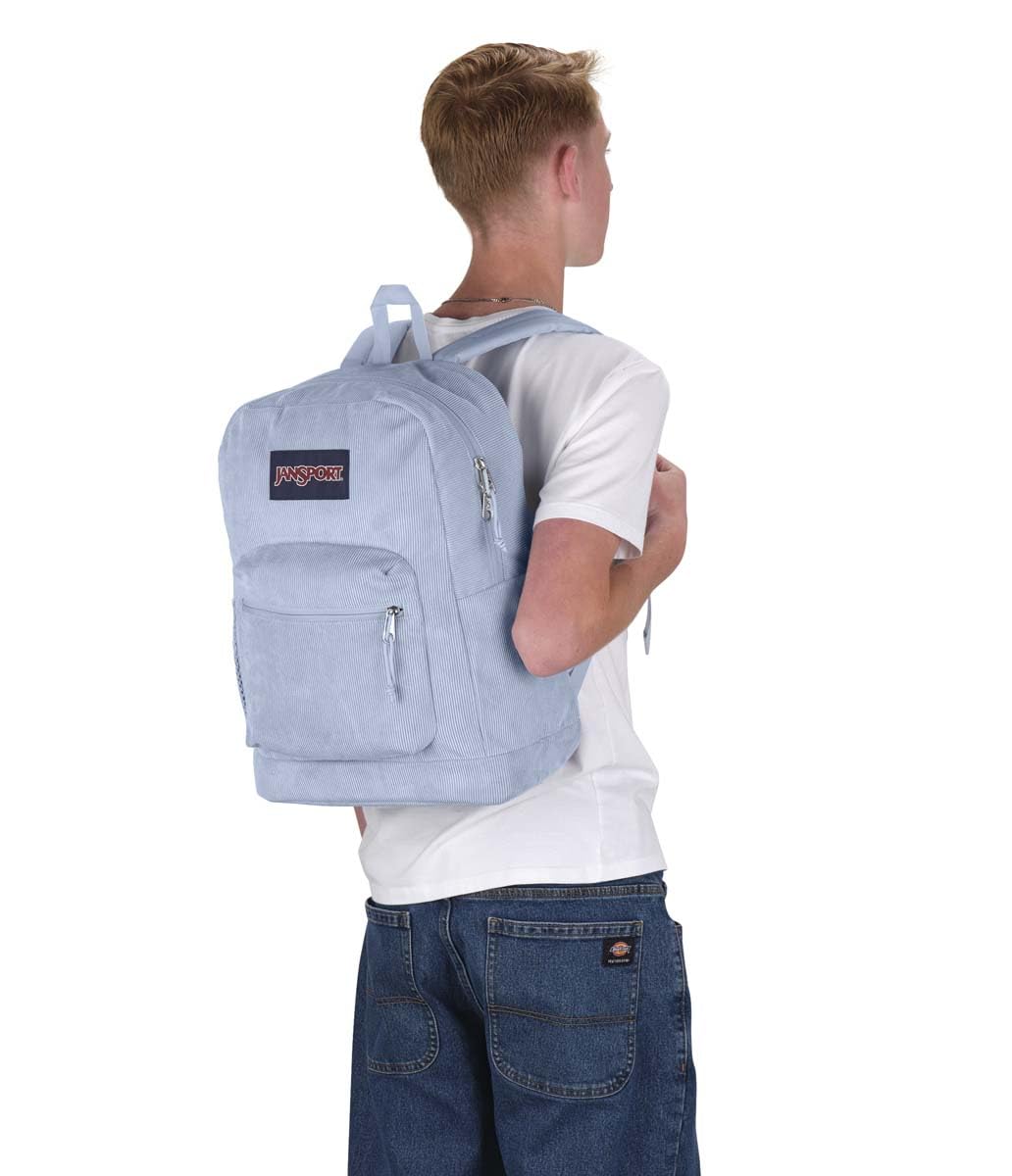 JanSport Cross Town Plus Remix Backpack - Padded Back Panel, Laptop Sleeve, and Front Pocket Organizer - Blue Dusk Corduroy