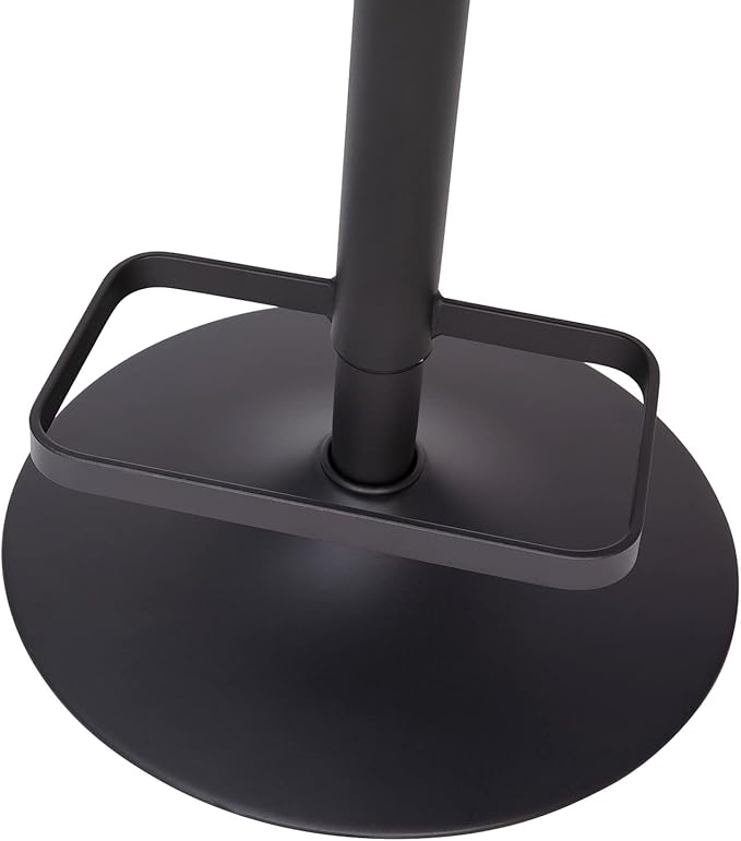 Flash Furniture Erik Contemporary Adjustable Height Barstool with Footrest and Rounded Mid-Back, Upholstered Bar or Counter Height Stool, Black