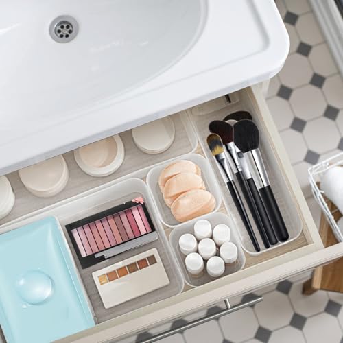 Poeland 20 Pcs Drawer Organizer Tray Storage Box for Bedroom Dresser Bathroom Kitchen, Frosted - size: 20pcs