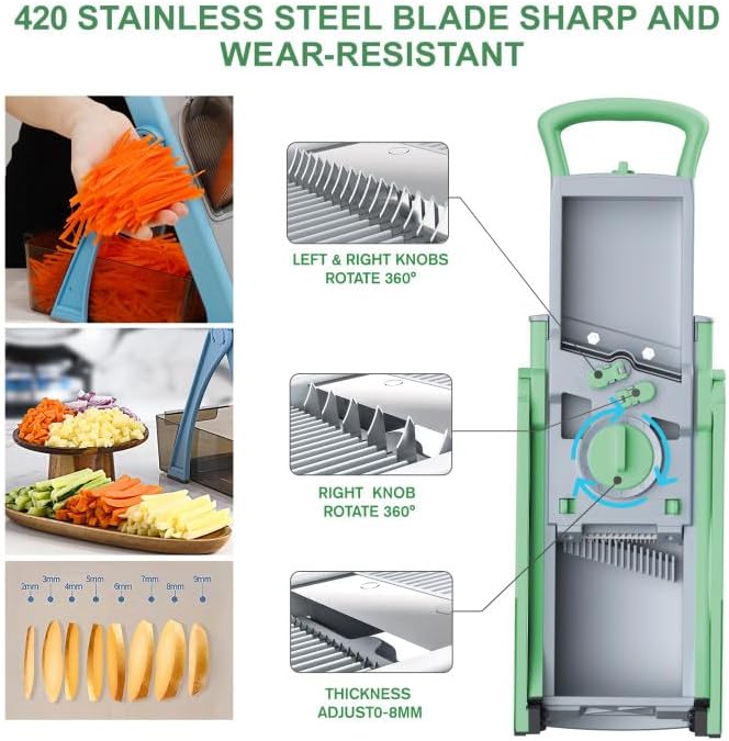 ZTQCSQ [All in 1] Upgraded Safe Mandoline Slicer for Kitchen, Veggie Slicer