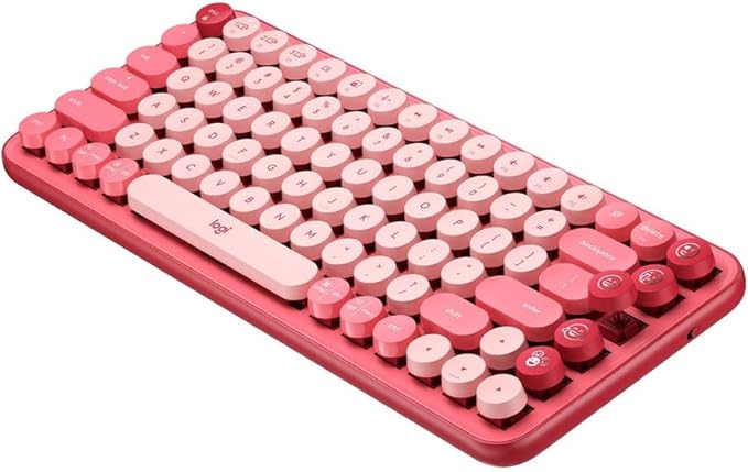 Logitech POP Keys Mechanical Wireless Keyboard with Customizable Emoji Keys, Durable Compact Design, Bluetooth or USB Connectivity, Multi-Device, OS Compatible - Heartbreaker Rose