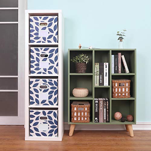 MAX Houser 6 Pack Foldable Fabric Storage Bins with Handles - Ideal for Closet Organization, Bedroom and Nursery（Blue, 12"x12"x12"） - color: 2 blue