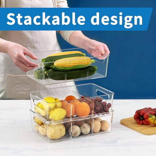 Mpotmiy Pantry Organizers and Storage , 8 Pack Snack Organizer for Pantry Shelf,Food Storage Bins with Divider,Clear Containers for Organizing,Transparent Plastic Basket,Refrigerator and Fridge Bins - style: 8pack