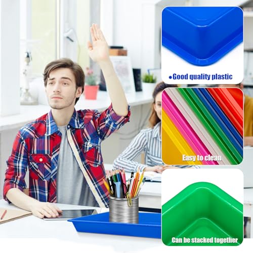 12 Pack Plastic Art Trays,6 Colors Serving Tray,Activity Crafts Organizer Tray for School Classroom DIY Projects,Home Organizing Supply,Painting,Jewelry,Beads