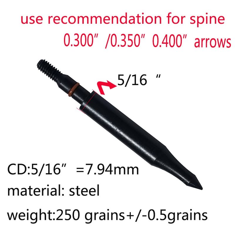 Field Points arrowheads 250 Grains Archery Field Points, 5/16" Steel Screw in Archery Field Tips and Broadheads (1 Dozen 12 PCS)