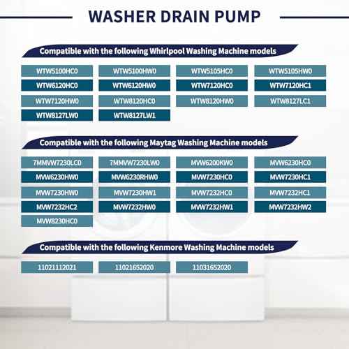 2025 Upgrade W11396717 W11263349 Washer Drain Pump Compatible with Whirlpool Maytag Kenmore Washing Machine Water Drain Pump Repalce W11396717 W11263349 120V 60Hz 1.2A