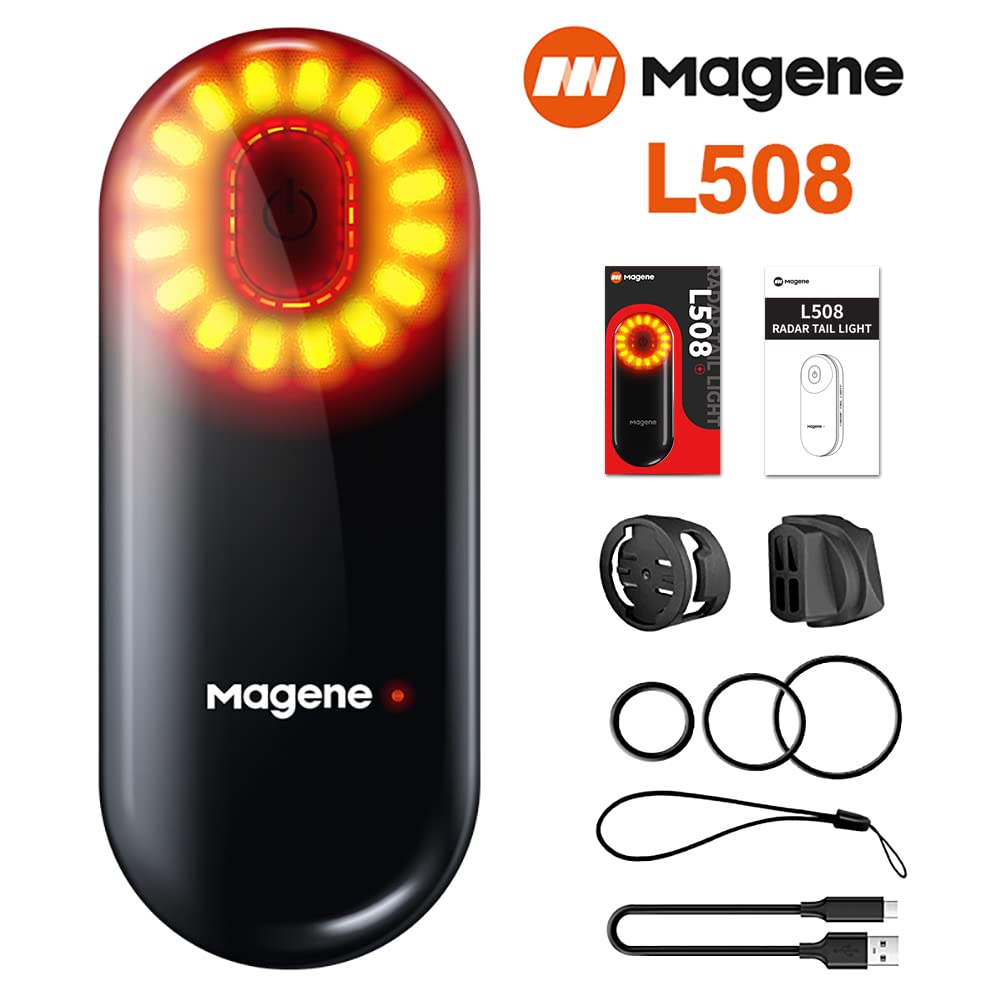 Magene L508 Bike Radar Tail Light, Smart Rear View Radar Taillight Compatible with Some Bike Computers and Watches, Support Magene Utility APP Display