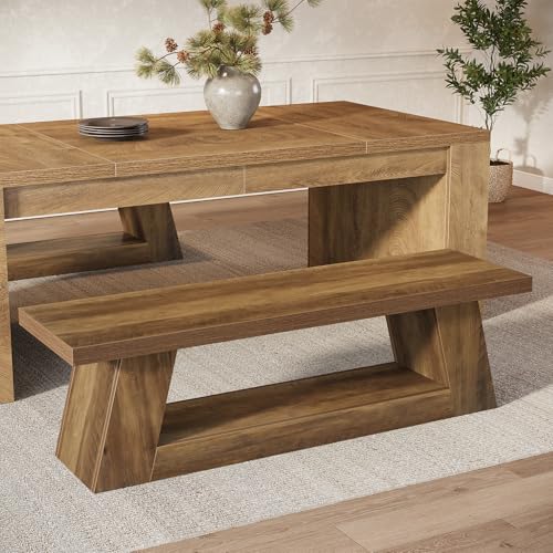 Tribesigns 63" Wooden Entryway Bench with Storage Shelf, Rustic Extra Long Bench, 2-Tier Narrow Hallway Seating Bench for Living Room, Bedroom, Kitchen(Brown) - color: Brown