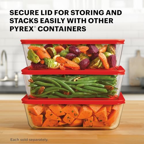Pyrex Simply Store Glass Food Storage Container, Snug Fit Non-Toxic Plastic BPA-Free Lids, Freezer Dishwasher Microwave Safe, 11 Cup - size: 11 Cup