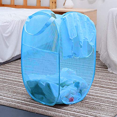 Larpur Pop up Laundry Hamper, Collapsible Laundry Basket, Portable Mesh Clothes Hamper for Home Room, College Dorm, Apartment, Foldable Hamper with Carry Handles, Sky Blue - color: Sky Blue