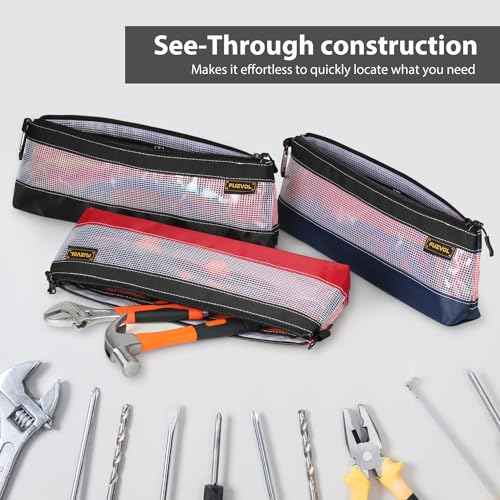 Clear Tool Pouch, 14" Long Tool Bag, Small Zipper Pouch, See Through Tool Pouch Bag for Tool Box Organizers and Storage, Heavy Duty Tool Bag for Men and Women, 3 Pack