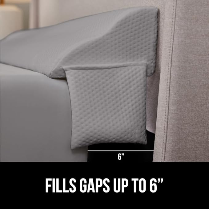 Gorilla Grip Bed Sheet Straps and Headboard Gap Pillow, Sheet Fasteners 8 Pack Black, Easy Install Sheet Suspenders, Headboard Gap Pillow Size King Gray, Dense Foam Wedge, 2 Item Bundle