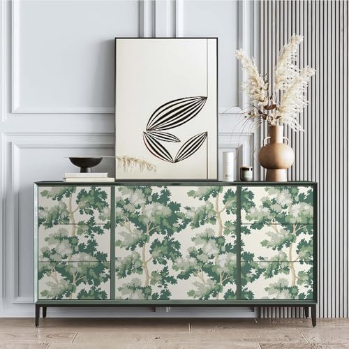 Tomete Forest Wallpaper Tree Peel and Stick Wallpaper Green Forest Contact Paper Peel and Stick Modern Mural Removable Leaf Contact Paper Self-Adhesive Bathroom Waterproof Vintage Vinyl 78.7inL 17inW
