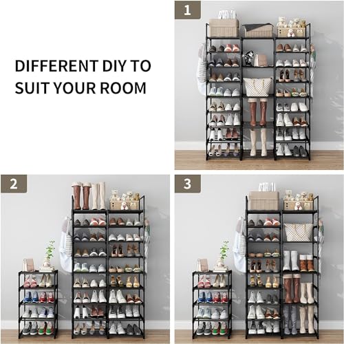 Kottwca 9-Tier Metal Shoe Rack Organizer for 50-55 Pairs - Space Saving Shoe Storage Shelf for Entryway, Closet, Bedroom, Hallway - size: 3 Row 9 Tier