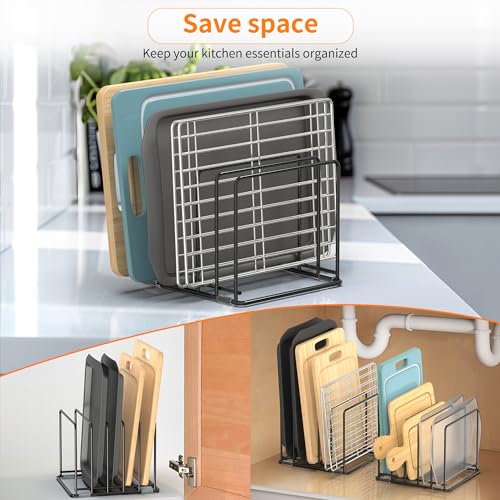 Cutting Board Organizer, Kitchen Cabinet Organizer, Divided Rack with 5 Slots for Baking Trays, Cutting Boards - Cookie sheet Organizer Inside Cabinet, Baking Sheets Holder (large) - style: 1PC(Large)
