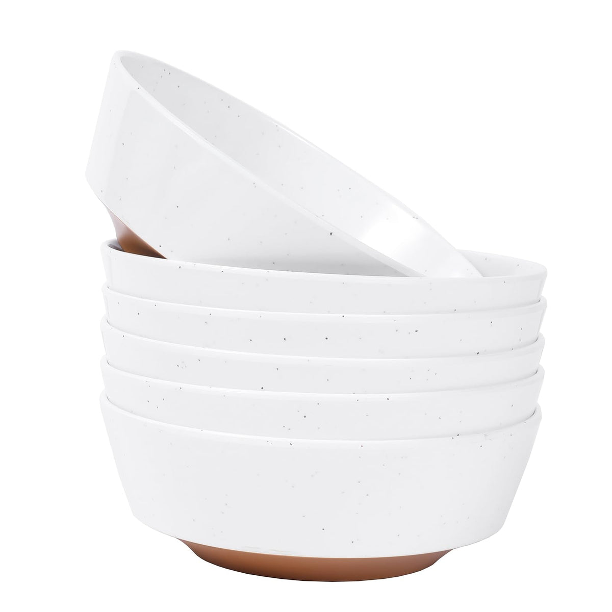 Webbylee 6-inch Melamine Bowls set of 6-20-ounce Dinnerware Cereal Bowls for Soup, Salad & Dessert | Dishwasher Safe & Space Saving(White/Grey)
