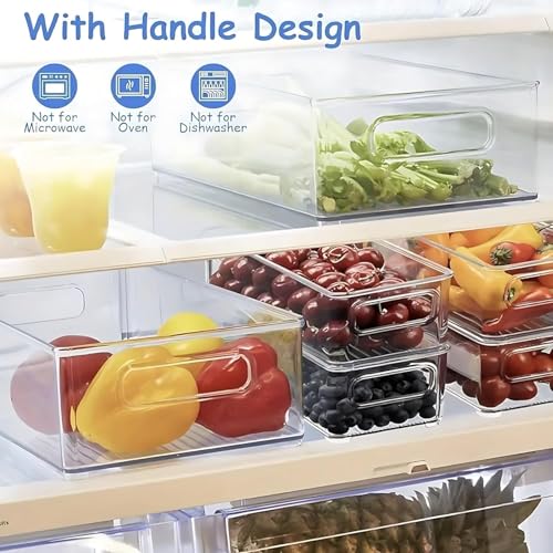3 Pack Refrigerator Organizer Bins, 3 Sizes Stackable Clear Pantry Storage with Handles for Fridge, Freezer, Shelves, Drawer, Snack Organizer for Home & Kitchen - size: 3 Pack