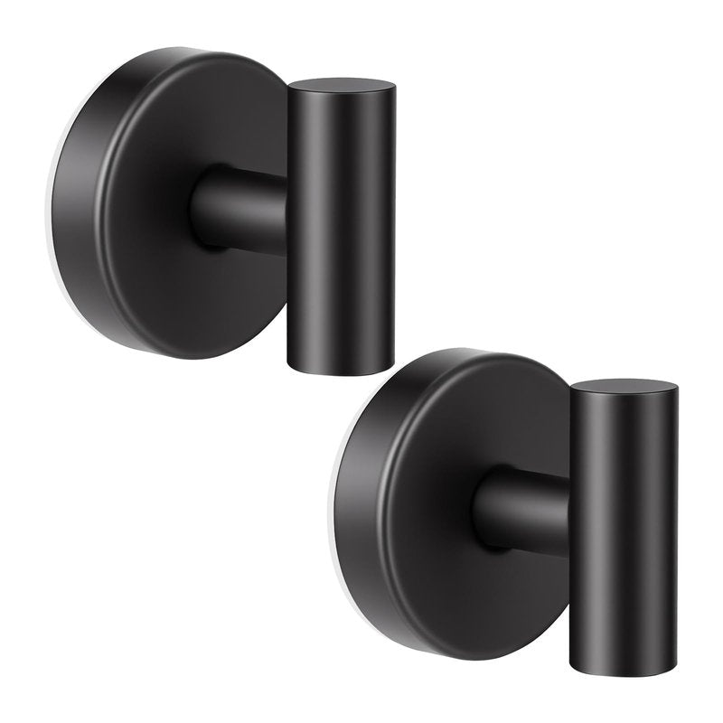 Suction Cup Hooks for Shower Heavy Duty, Shower Hooks No Drill, Shower Hooks for Inside Shower Stainless Steel, Suction Hooks for Window, Glass, Tile, Wall, Loofah, Bath Robe, Wreath, Black 2 Pack